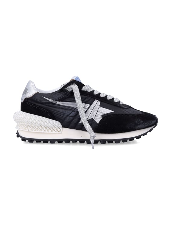 Golden Goose Textured Black Running Sneakers with Silver Accents