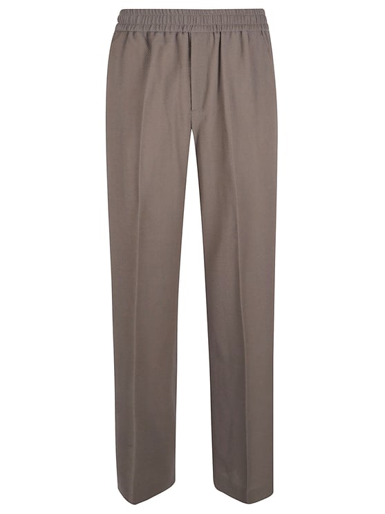 Golden Goose Straight-Leg Casual Trousers with Elastic Waistband and Herringbone Texture