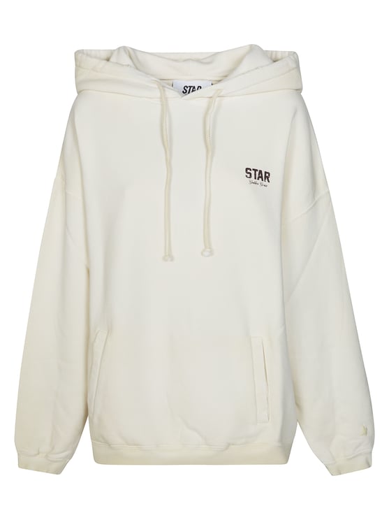 Golden Goose White Star Print Kangaroo Pocket Hoodie