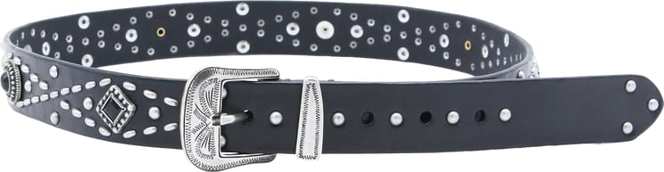 Golden Goose Black Leather Studded Vintage Metal Belt
