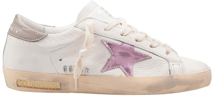Golden Goose Golden goose super star nappa leather sneakers in white with pink star