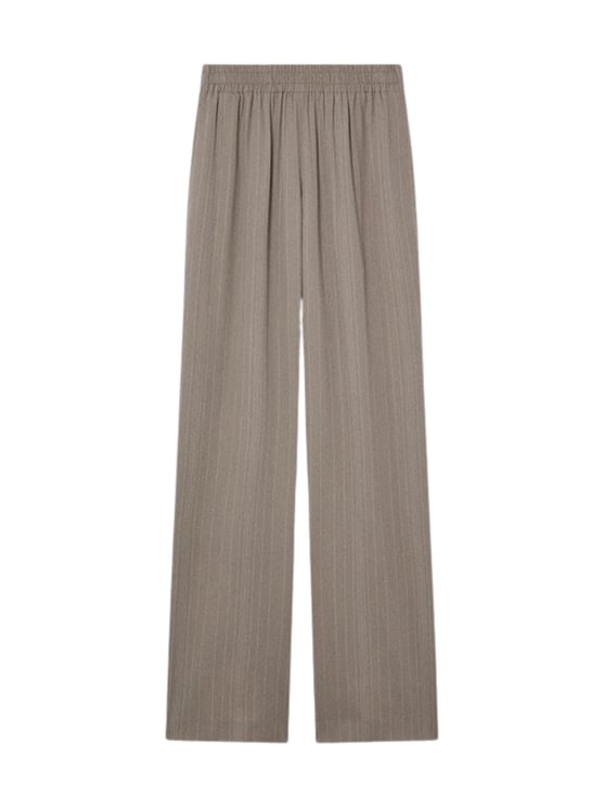 Golden Goose Beige Wool-Viscose Striped Pattern Wide-Leg Pants