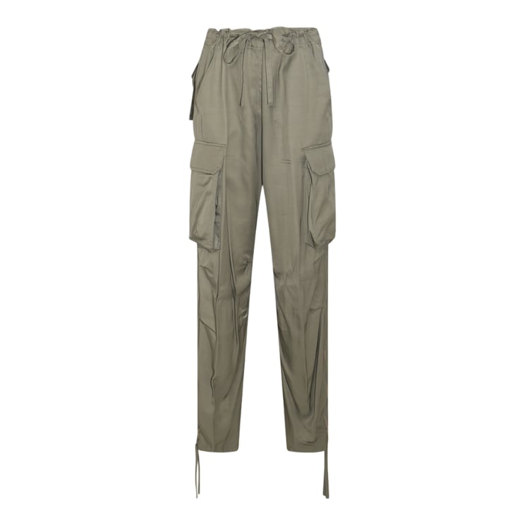Golden Goose Relaxed Fit Olive Cargo Pants With Adjustable Hem Ties