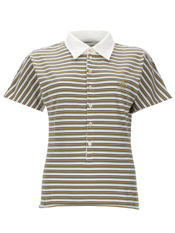 Golden Goose Horizontal Stripes Alternating Shades Polo Shirt