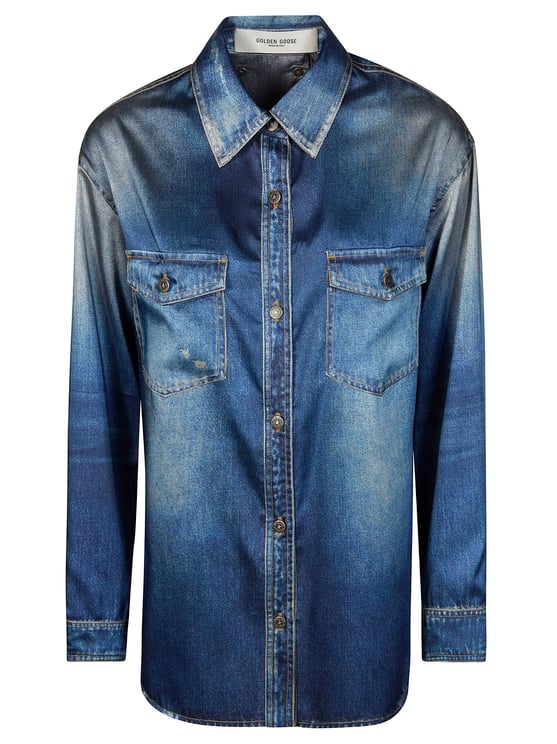 Golden Goose Faded Polyester Flap Pockets Shirt
