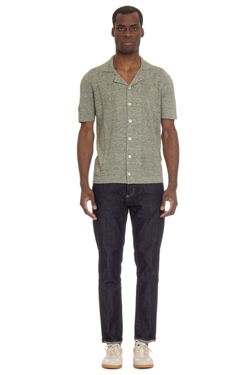 Gran Sasso Half-Sleeve Knitted Linen-Cotton Shirt