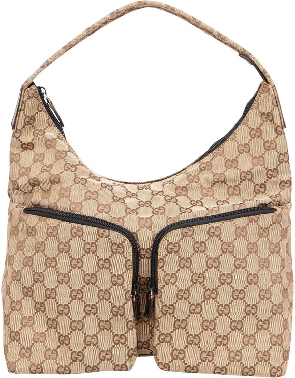 Gucci Gucci Monogram GG Double Pocket Hobo Shoulder Bag