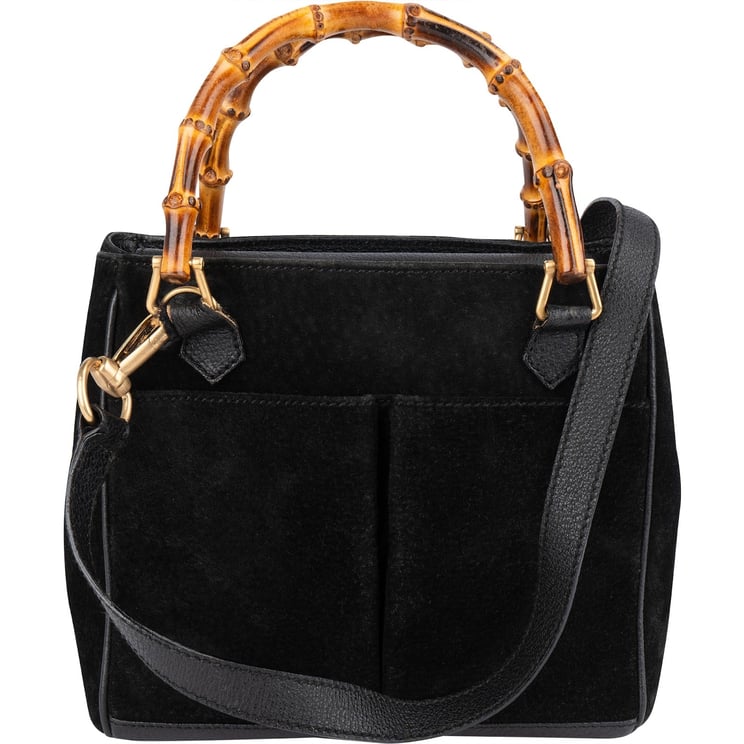 Gucci Gucci Black Suede Bamboo Handbag