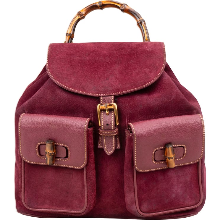 Gucci Gucci Suede Bamboo Backpack