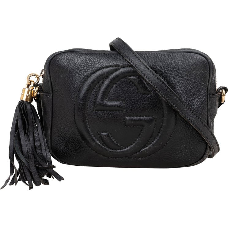 Gucci Gucci Black Leather Soho GG Crossbody Bag