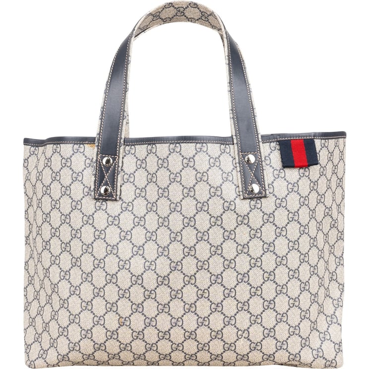 Gucci Gucci Supreme Monogram GG Plus Canvas Web Tote Handbag