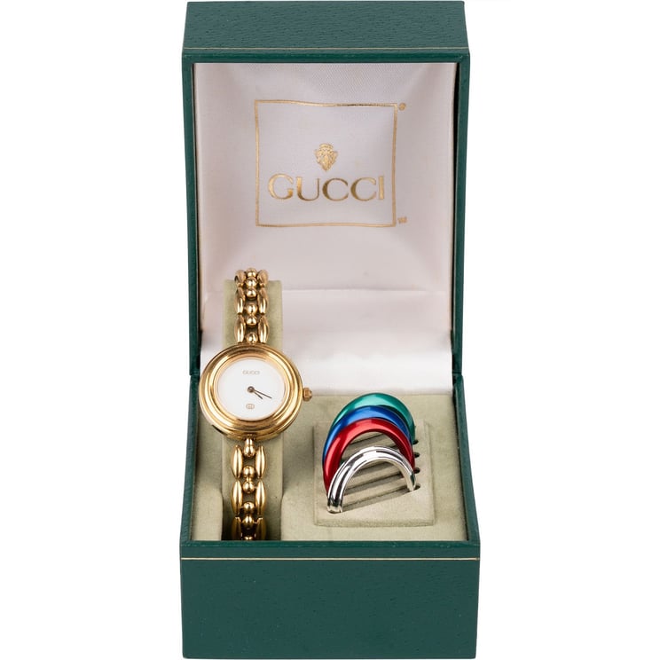 Gucci Gucci Gold Tone Change Bezel 11/12 Women Watch