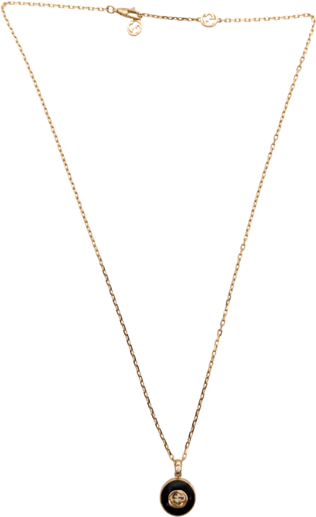 Gucci Gucci interlocking link necklace, 18 karat yellow gold with diamond/ unworn