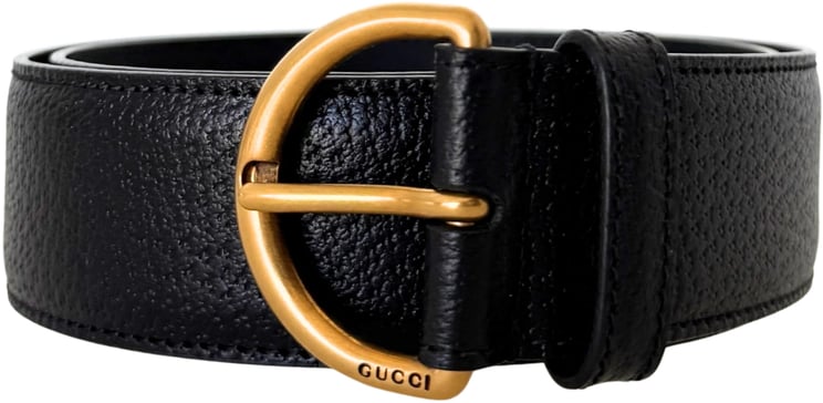 Gucci Gucci Polished D-Ring Leather Belt Black 80cm