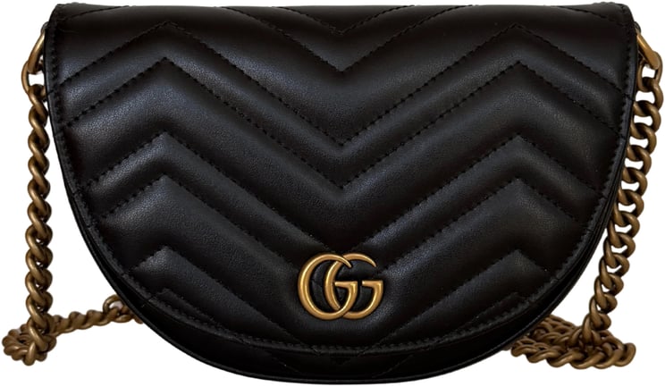 Gucci Gucci GG Marmont Half Moon Flap Leder schwarz / neuwertig