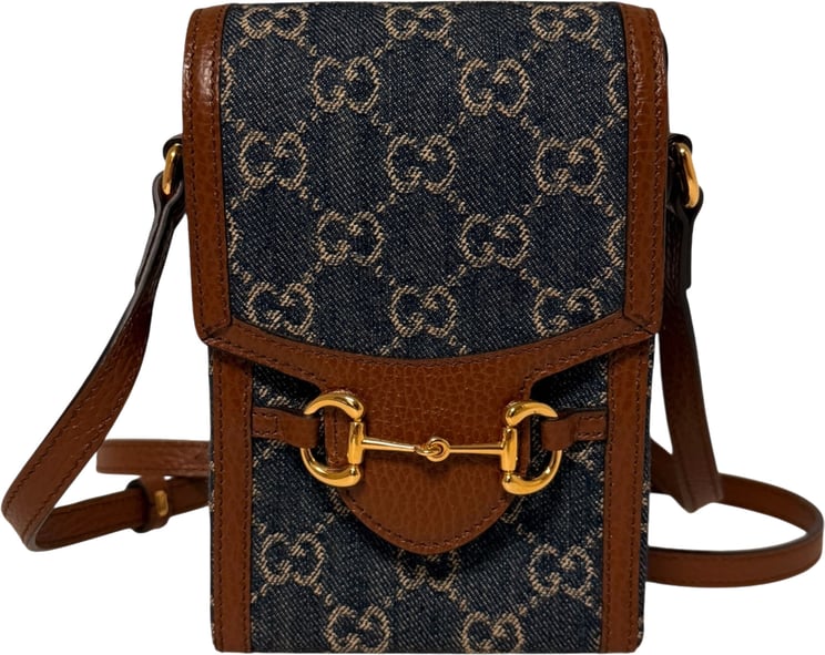 Gucci Gucci Mini Horsebit 1955 Denim Crossbody Bag