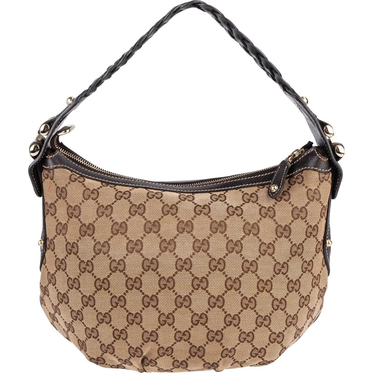 Gucci Gucci Monogram GG Studded Small Hobo Shoulder Bag