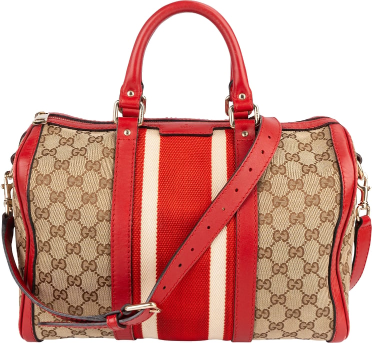 Gucci Gucci Monogram GG Canvas Vintage Web Boston Handbag