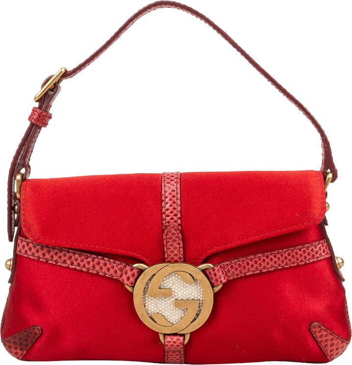 Gucci Gucci Satin Crystal GG Micro Flap Bag Handbag