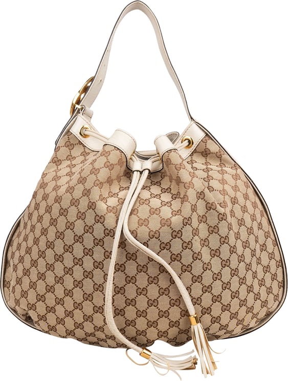Gucci Gucci Monogram GG Canvas Tassel Drawstring Shoulder Bag