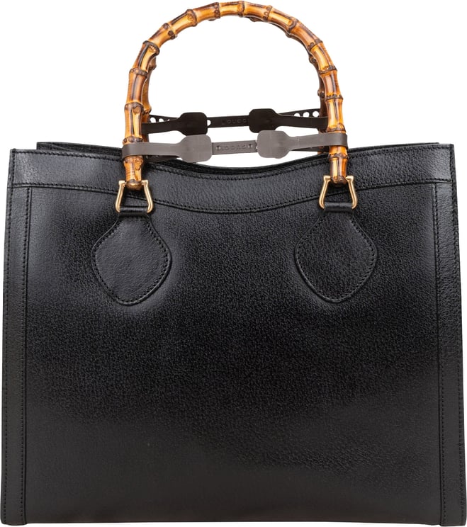 Gucci Gucci Black Leather Bamboo Handle Handbag