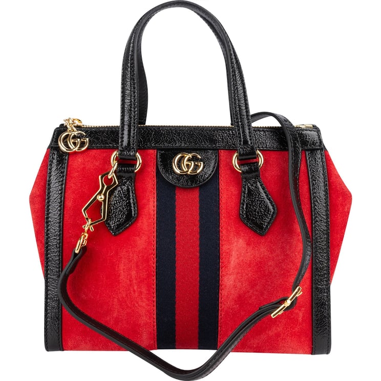 Gucci Gucci Patent Leather Suede Ophidia Small Handbag