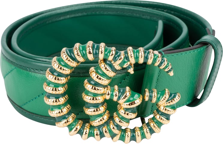 Gucci Gucci Green GG Marmont Quilted Leather Torchon Belt (75)