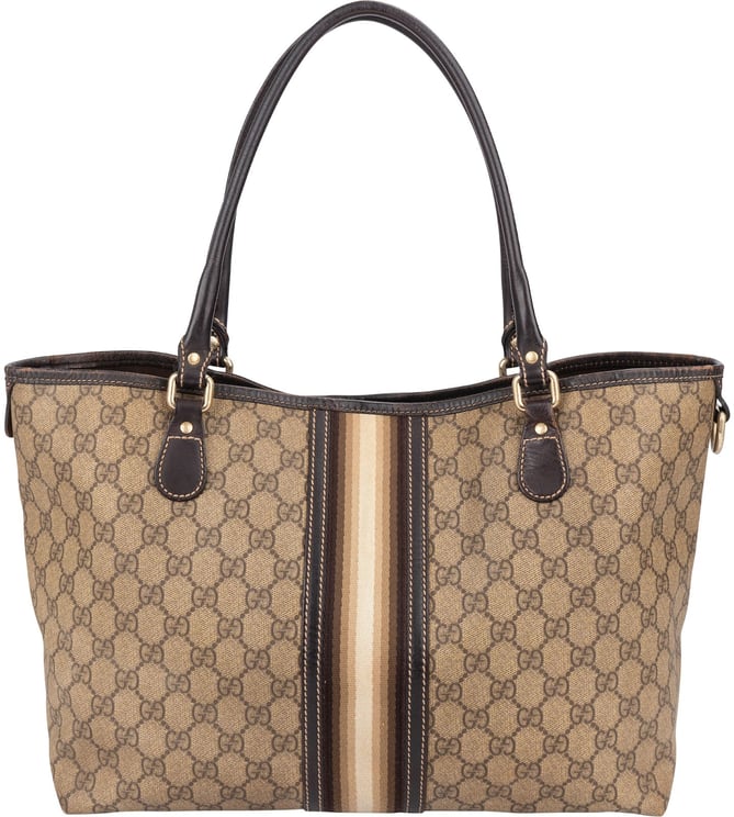 Gucci Gucci Monogram GG Supreme Web Stripe Tote Shoulder Bag