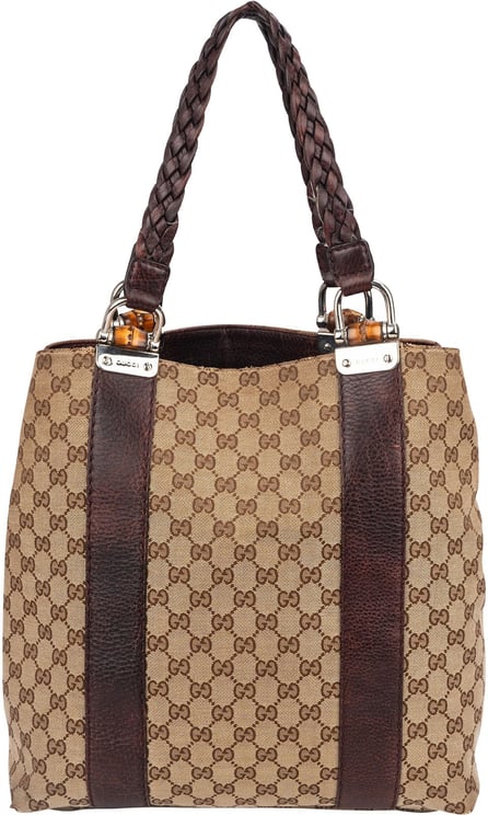 Gucci Gucci Monogram GG Large Bamboo Tote Handbag