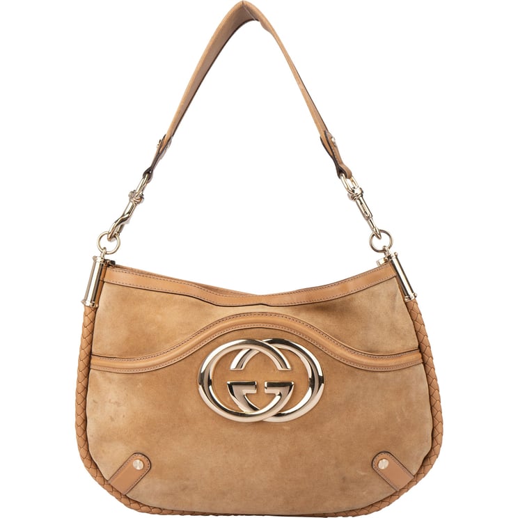 Gucci Gucci GG Suede Monogram Hobo Bag