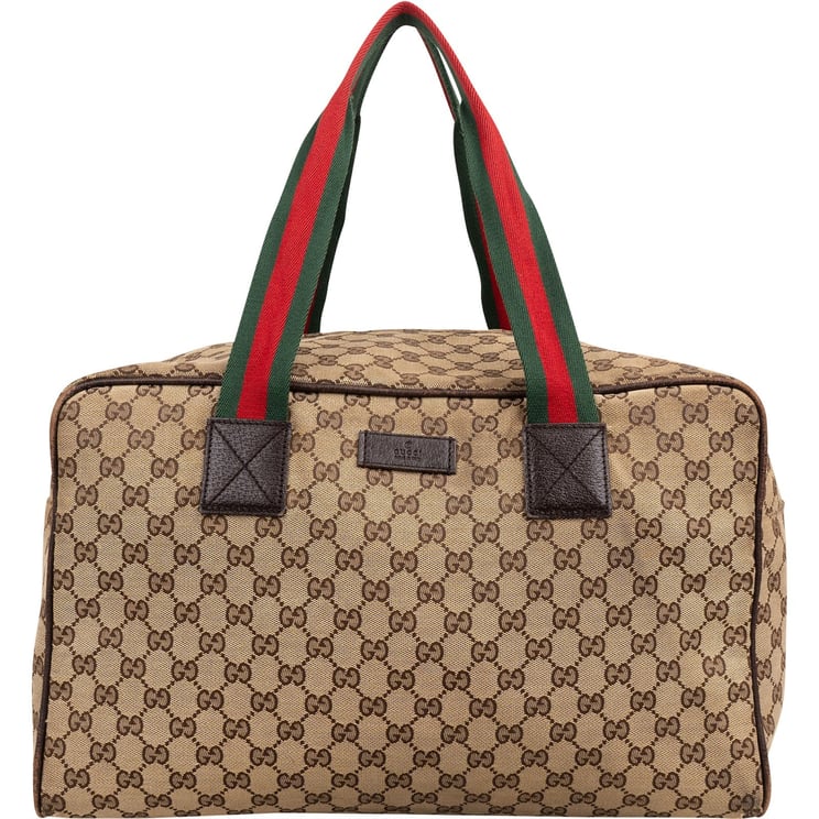 Gucci Gucci Monogram GG Canvas Web Boston Handbag