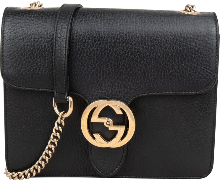 Gucci Gucci Grained Leather Interlocking GG Small Shoulder Crossbody Bag