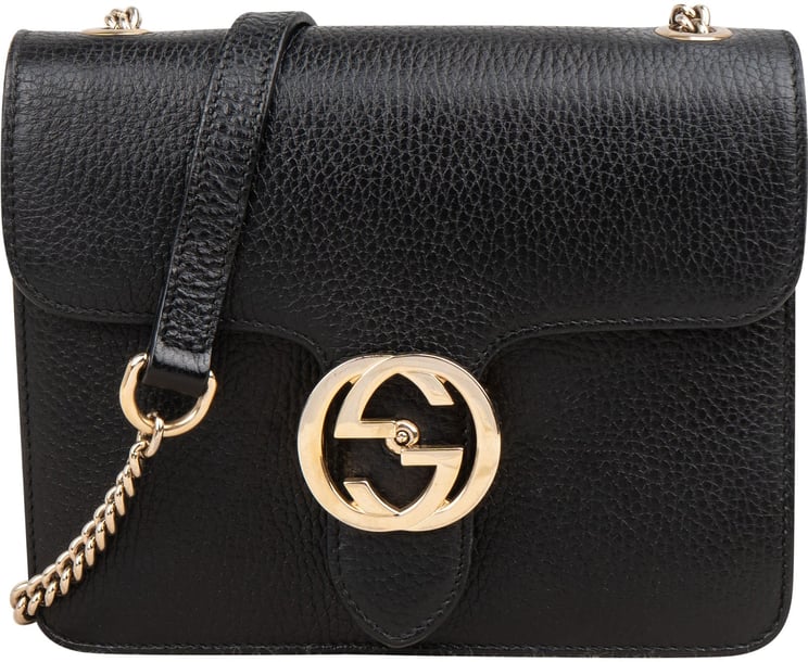Gucci Gucci Grained Leather Small Interlocking GG Shoulder Crossbody Bag