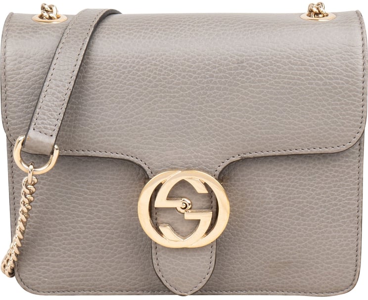 Gucci Gucci Grained Calfskin Interlocking GG Shoulder Crossbody Bag
