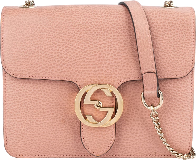 Gucci Gucci Grained Leather Interlocking GG Shoulder Crossbody Bag