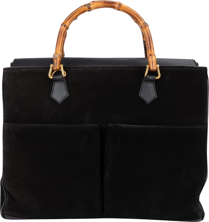 Gucci Gucci Suede Bamboo Handle Tote Handbag