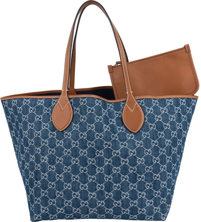 Gucci Gucci Monogram Denim GG Tote Shoulder Bag