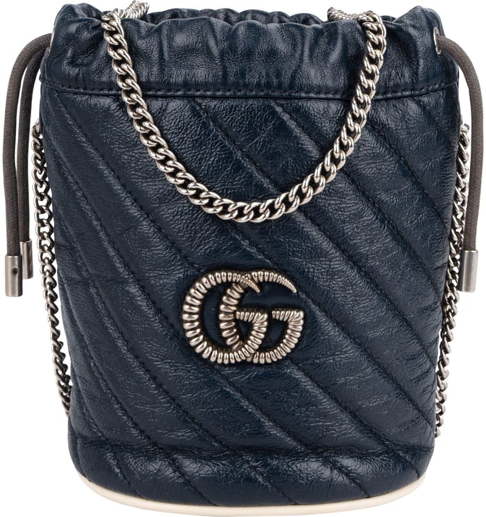 Gucci Gucci Matelassé Chevron Leather GG Marmont Mini Bucket Crossbody Bag