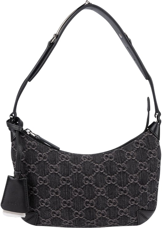 Gucci Gucci Monogram GG Denim Horsebit Hobo Shoulder Bag