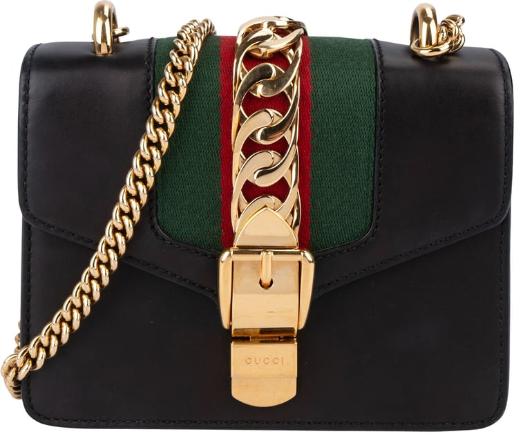 Gucci Gucci Black Leather Small Sylvie Crossbody Bag