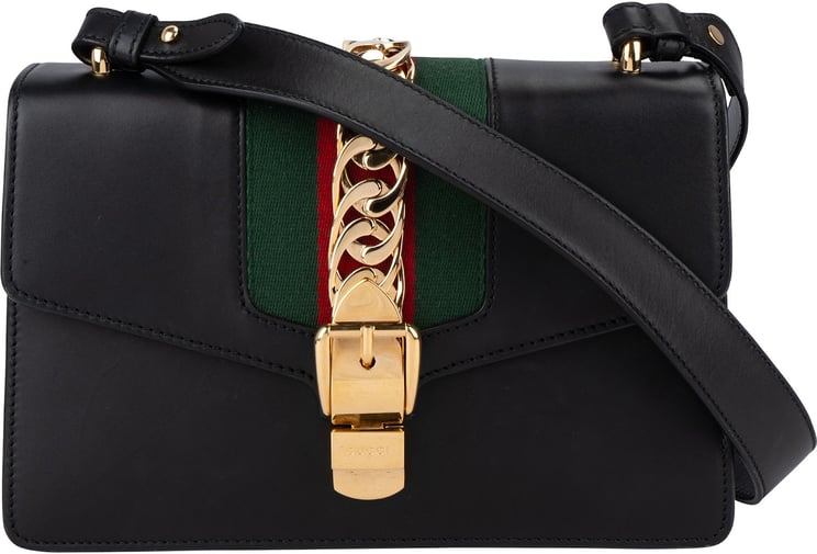 Gucci Gucci Black Leather Medium Sylvie Shoulder Bag
