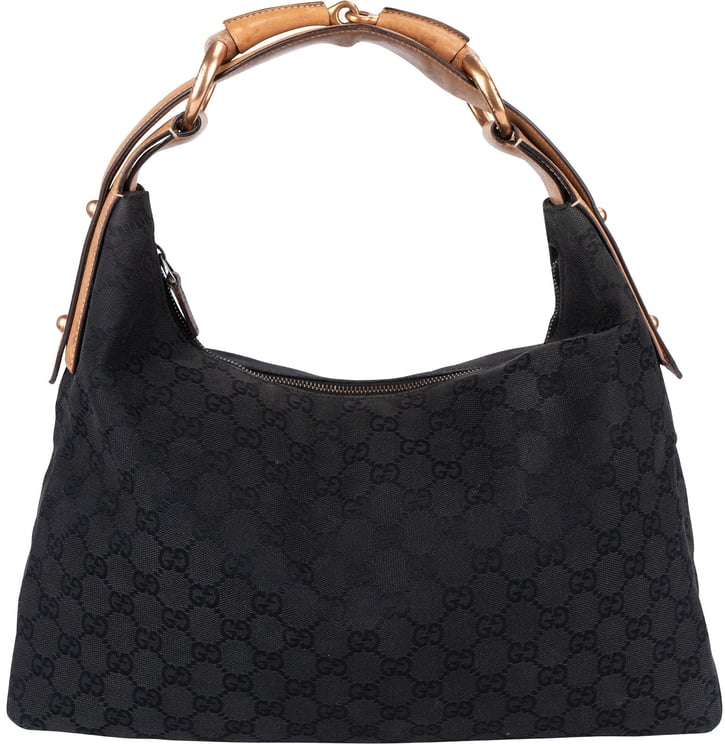 Gucci Gucci Monogram GG Canvas Horsebit Hobo Shoulder Bag