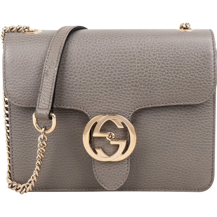 Gucci Gucci Pebbled Leather Small Interlocking GG Crossbody Bag