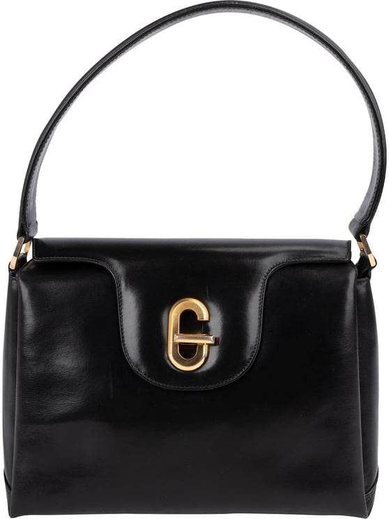 Gucci Gucci Black Leather Vintage G Turnlock Flap Handbag