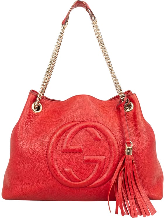 Gucci Gucci Pebbled Leather GG Soho Shoulder Bag