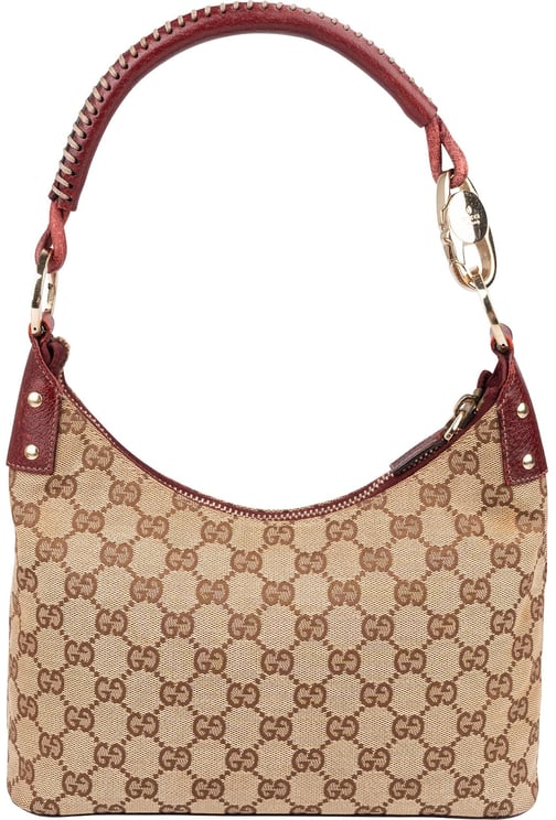 Gucci Gucci Monogram GG Canvas Braided Handle Shoulder Bag