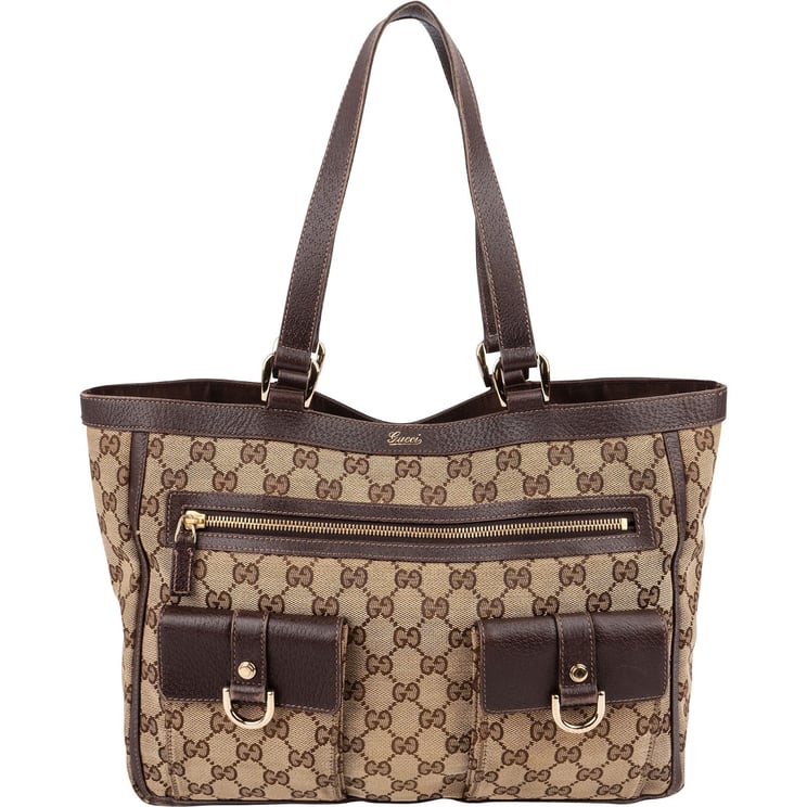 Gucci Gucci Monogram GG Abbey D-Ring Double Pocket Tote Shoulder Bag