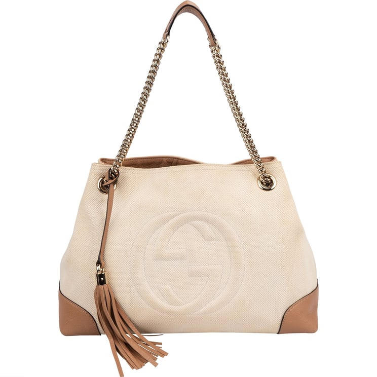 Gucci Gucci Perforated Leather Canvas GG Soho Crossbody Bag