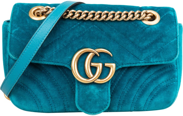 Gucci Gucci Chevron Velvet GG Marmont Small Crossbody Bag