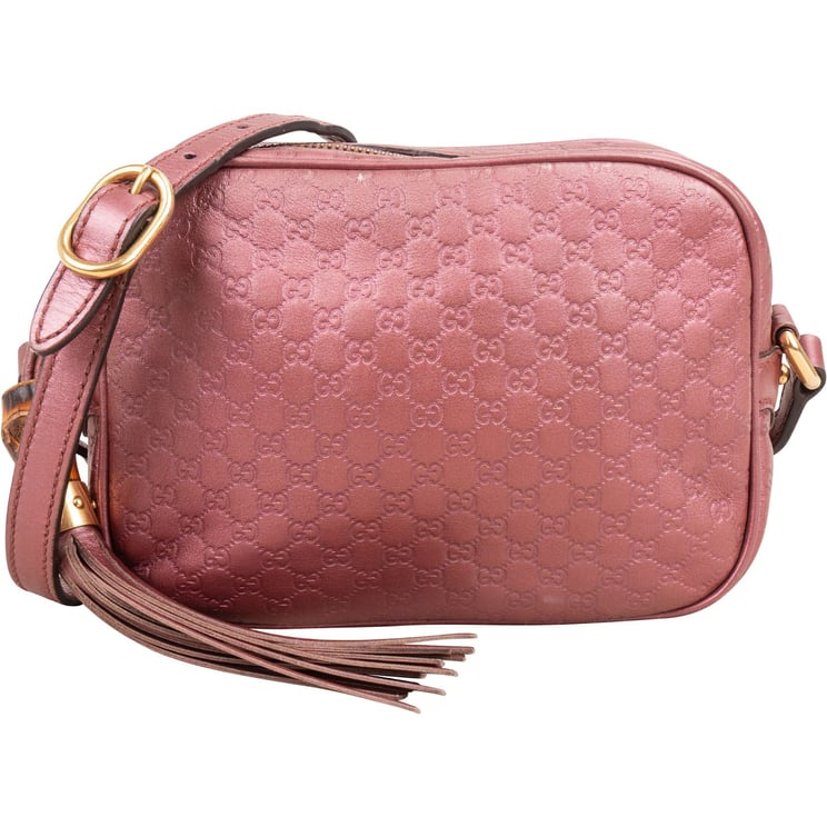 Gucci Gucci Microguccissima Metallic Leather Bamboo Tassel Camera Crossbody Bag